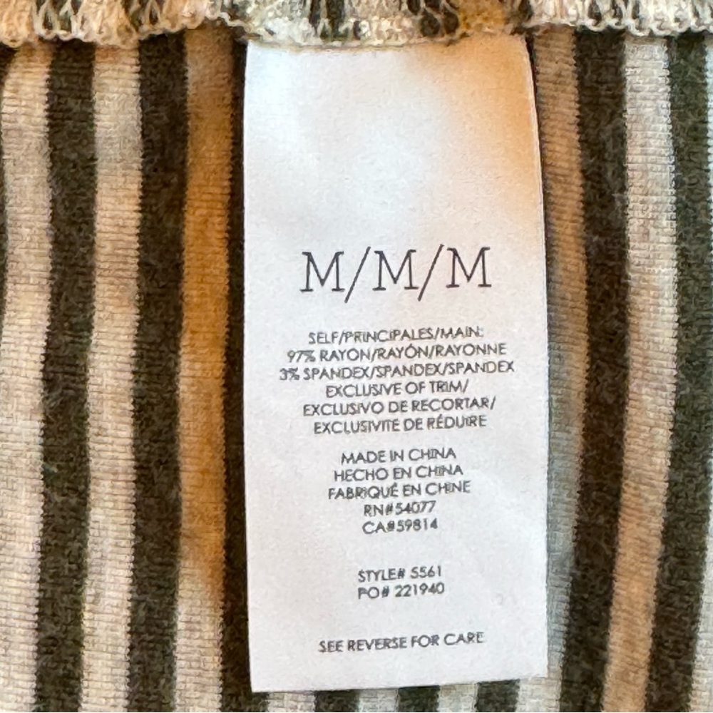 Cabi 5561 Womens Surf Tank Sz Medium Green Stripe V-Neck Rayon Blend